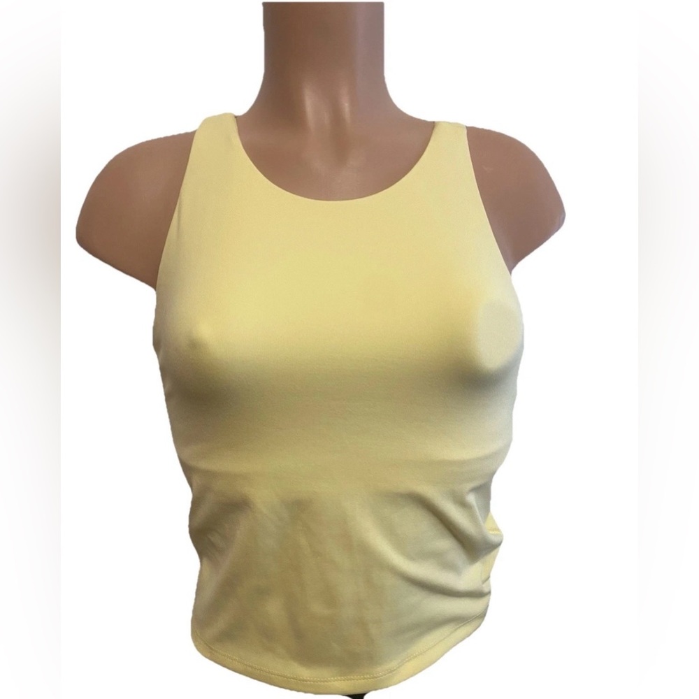 Jockey‎ Women's EVERACTIVE Racerback Tank With Built-In Bra S Butter Yellow
